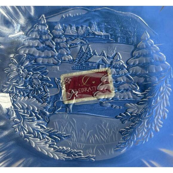 MIKASA 10.5” Frosted Glass Bowl Celebrations Winter Dreams Collection NIB - Picture 5 of 15